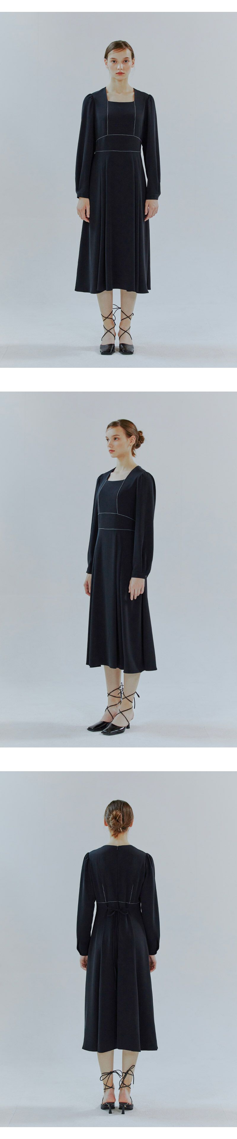 Detachable Sailor Collar Dress Black Cm