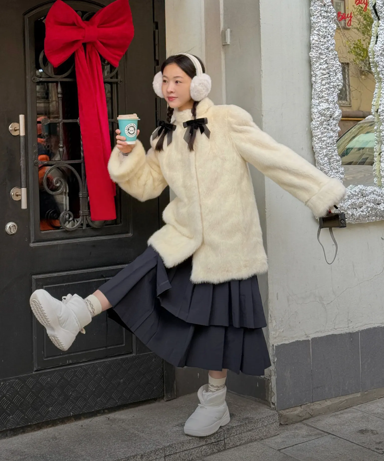 추위를 이기는 발걸음