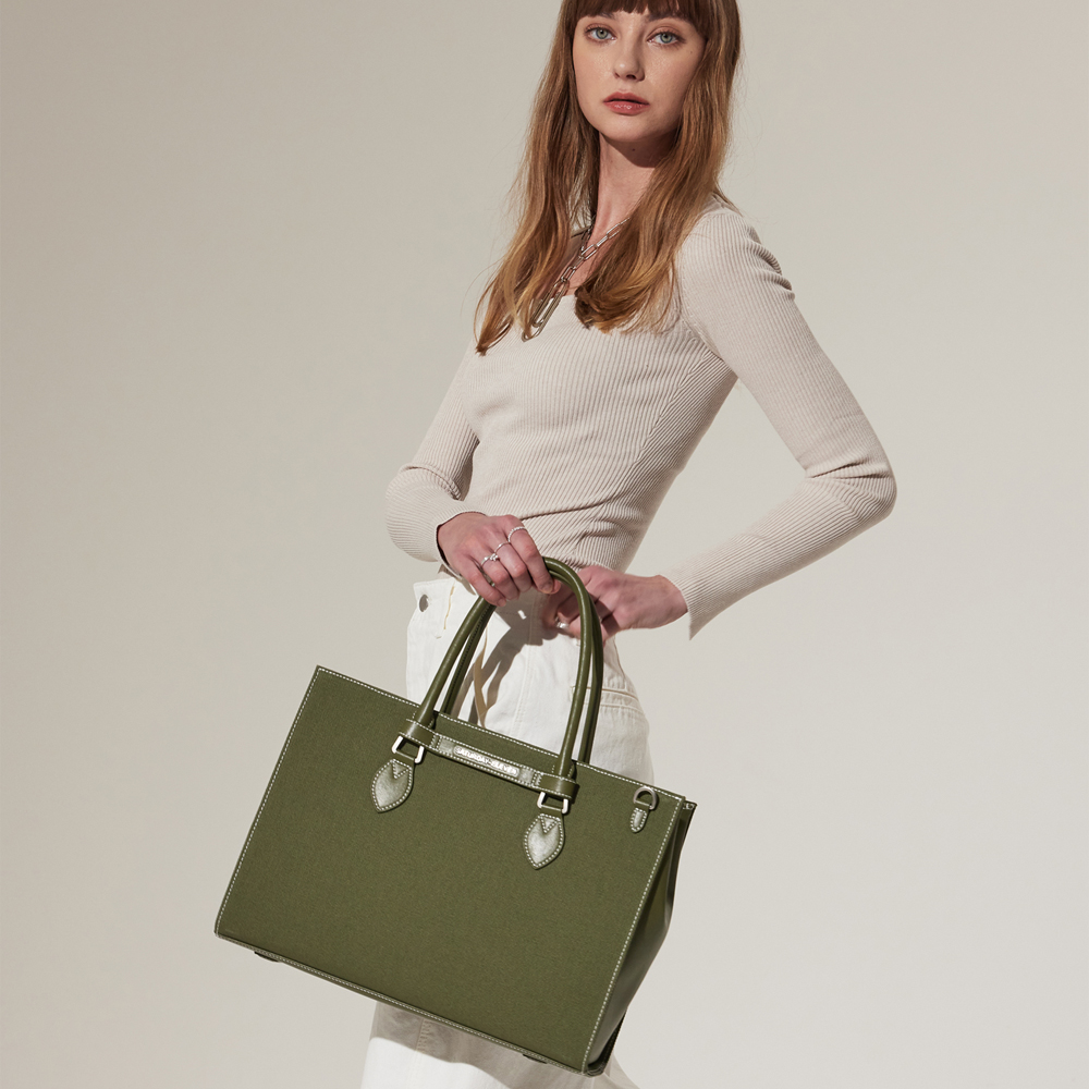 ◆SATURDAY ELEVEN◆ NO46 Canvas Leather Bridge Tote Bag M ◇SATURDAY ELEVEN◇ NO46 Canvas Leather Bridge Tote Bag M