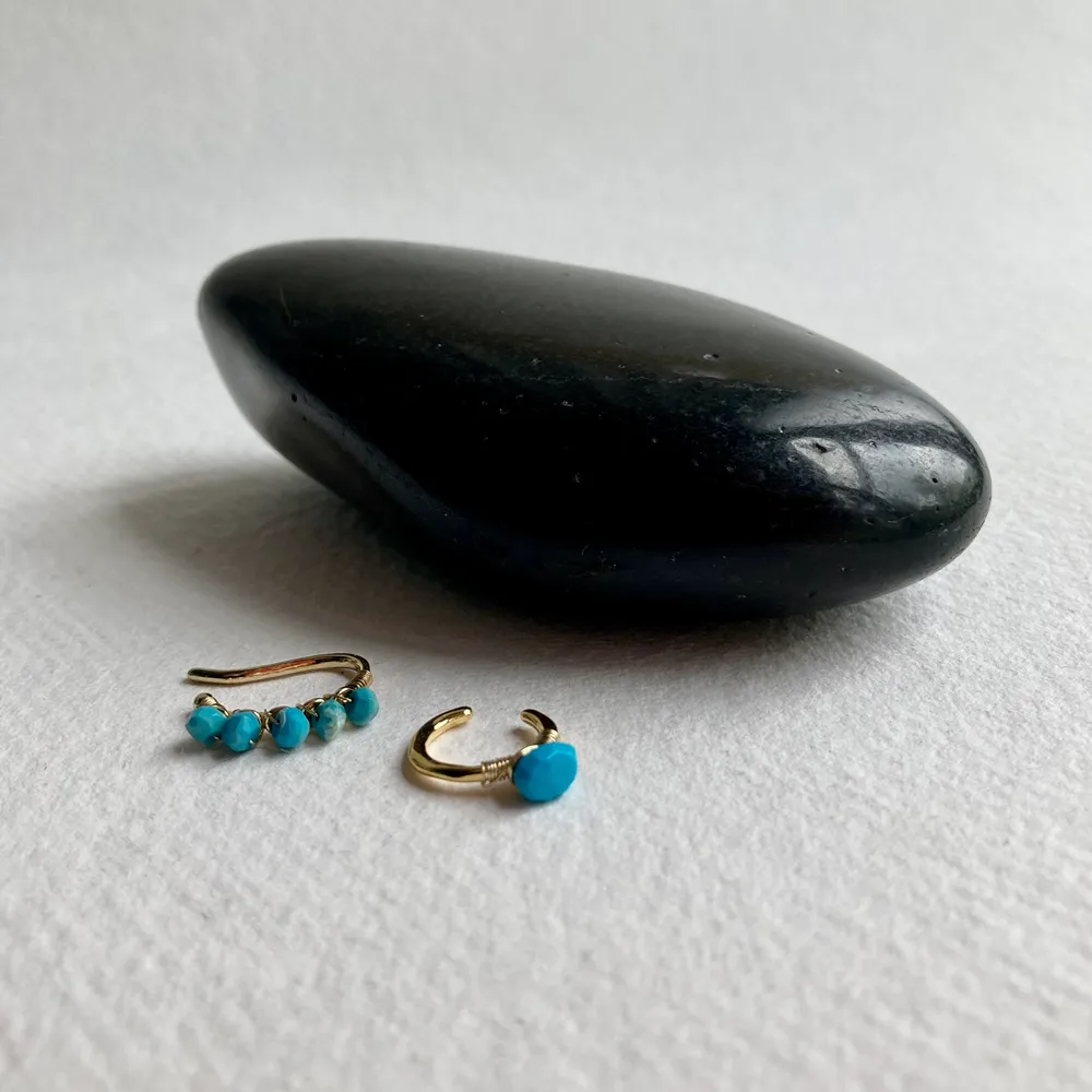 birthday earcuff ring turquoise / curve turquoise