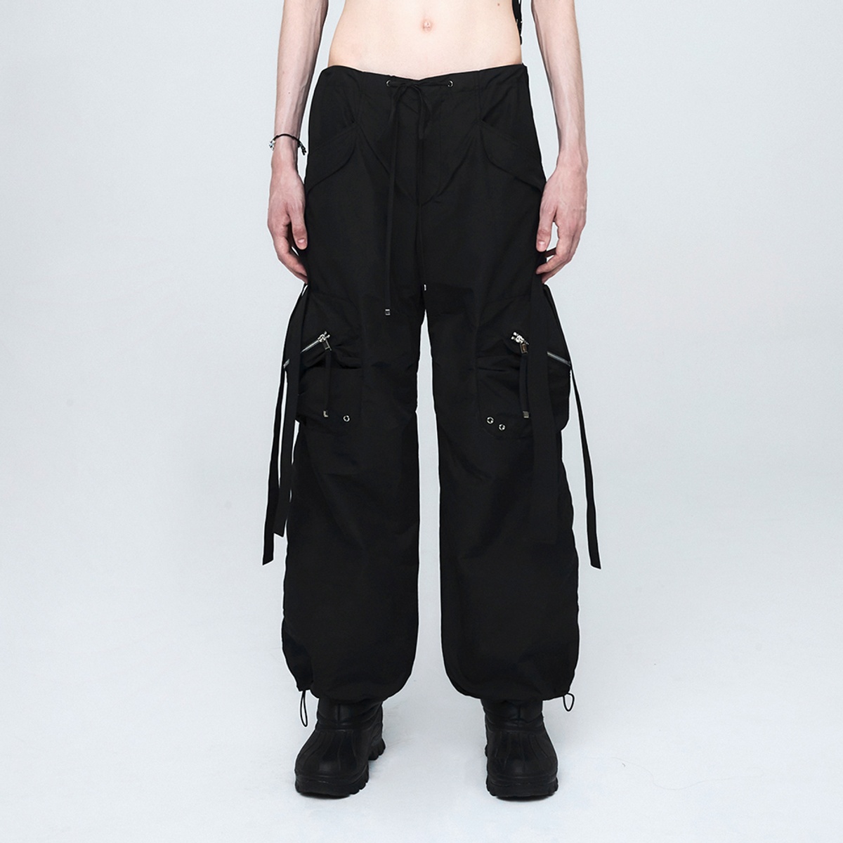 ★韓国人気★BADBLOOD★Leather Convex Cargo Pants Large Fit 