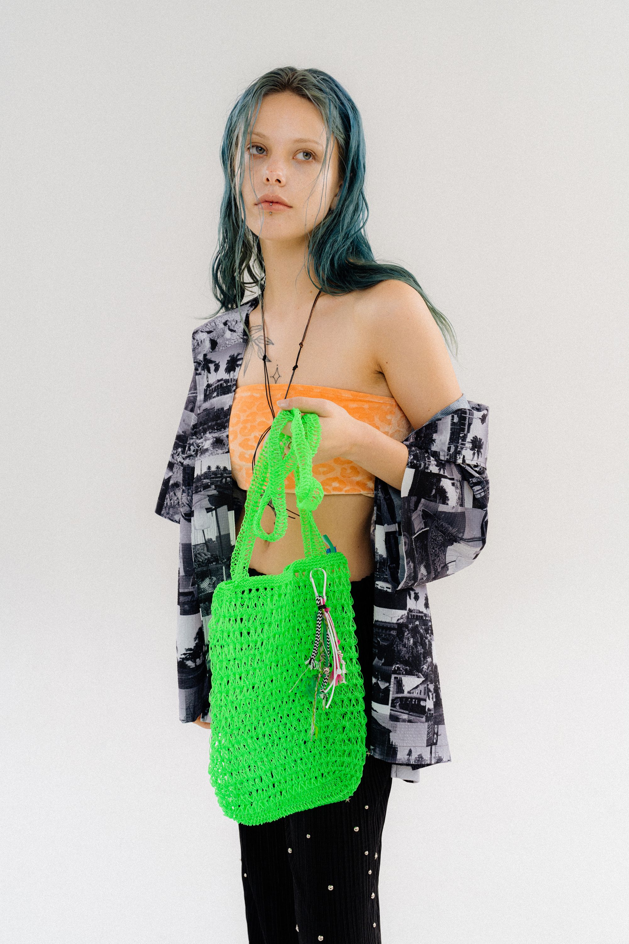 ★orogee★ Swim Knit Bag Green O22BG02IG MUSINSA | OROGEE Swim Knit Bag-Island Green