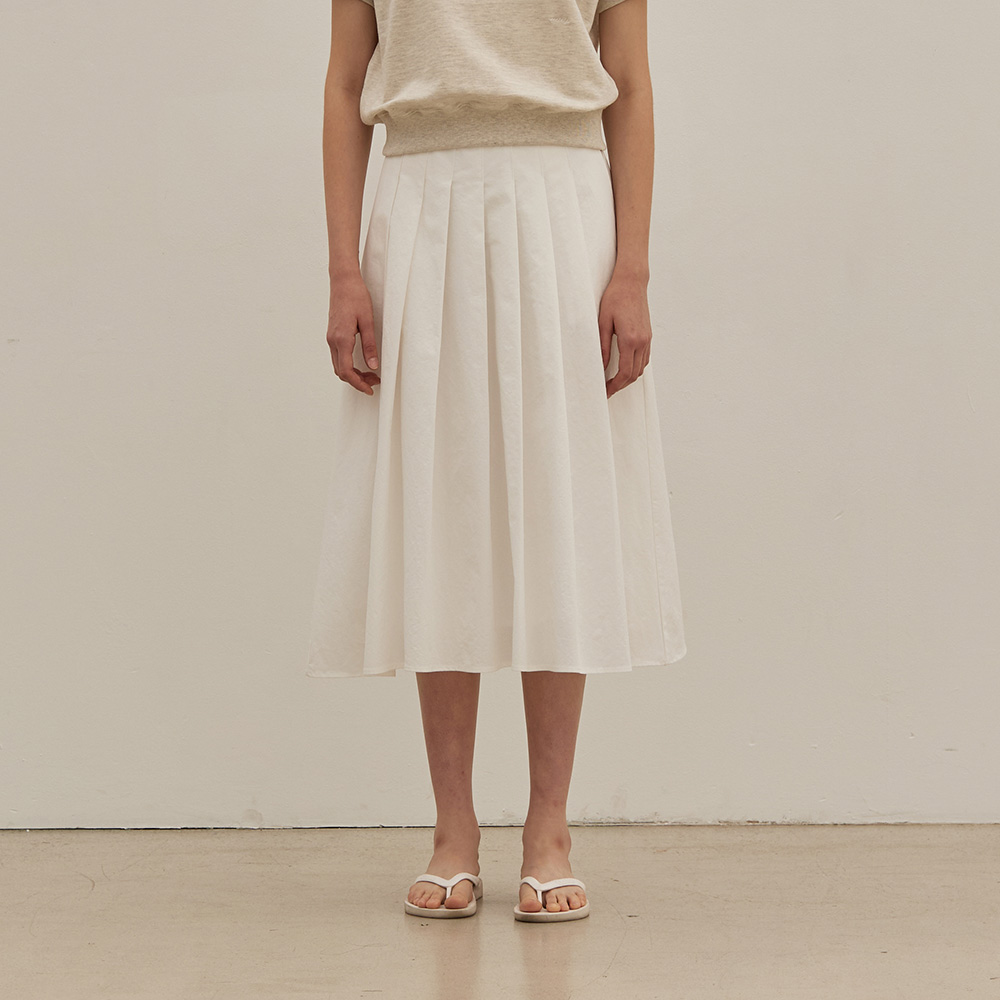 ★LAMINEZ★ Lake Pintuck Midi Skirt Ivory Ivory Mesh Skirt - Lace Tiered Skirt - Cute Midi Skirt