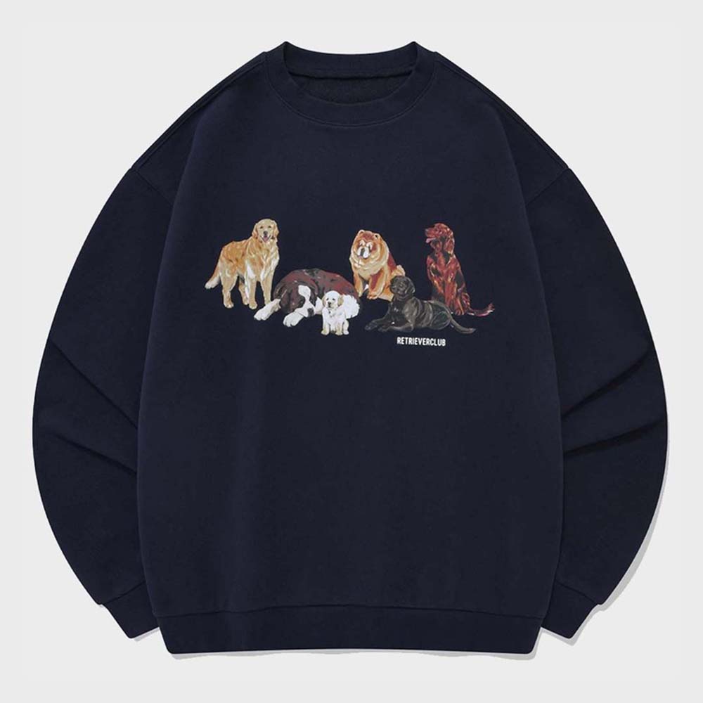 ★22-23FW新作★RETRIEVER CLUB★PUPPY BUDDY CREWNECK PUPPY BUDDY CREWNECK [NAVY] - 감도 깊은 취향 셀렉트샵 29CM
