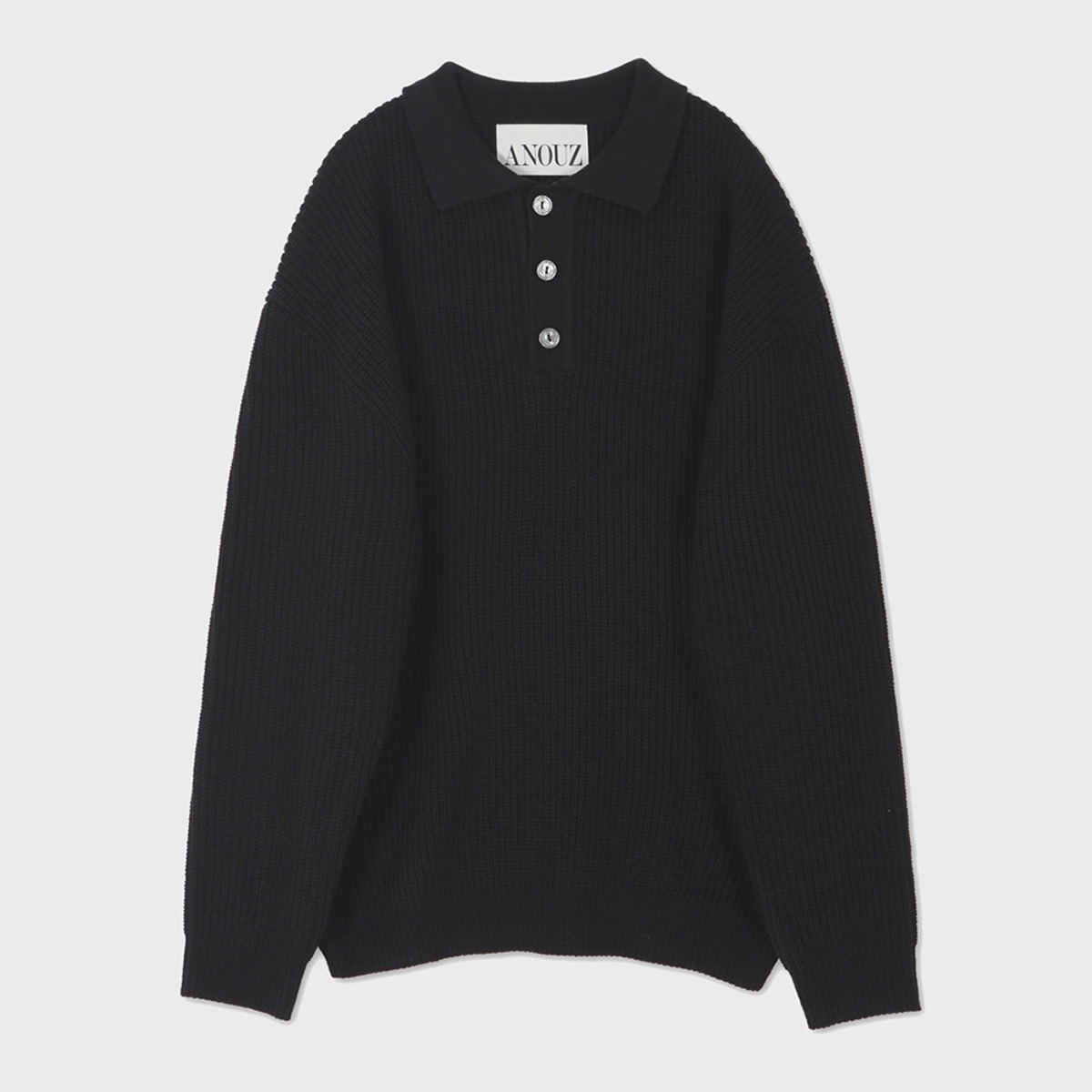 bulky-button-collar-knit-black-29cm