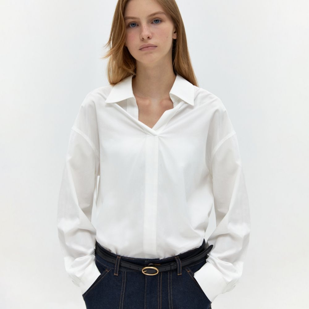v neck collar shirts - white - 감도 깊은 취향 셀렉트샵 29CM