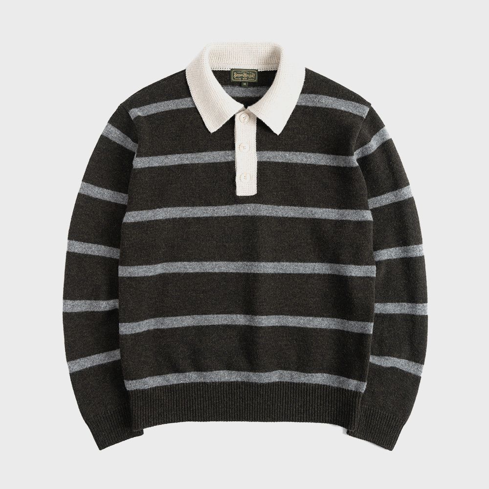10 knitted rugby shirt dark olive 29cm