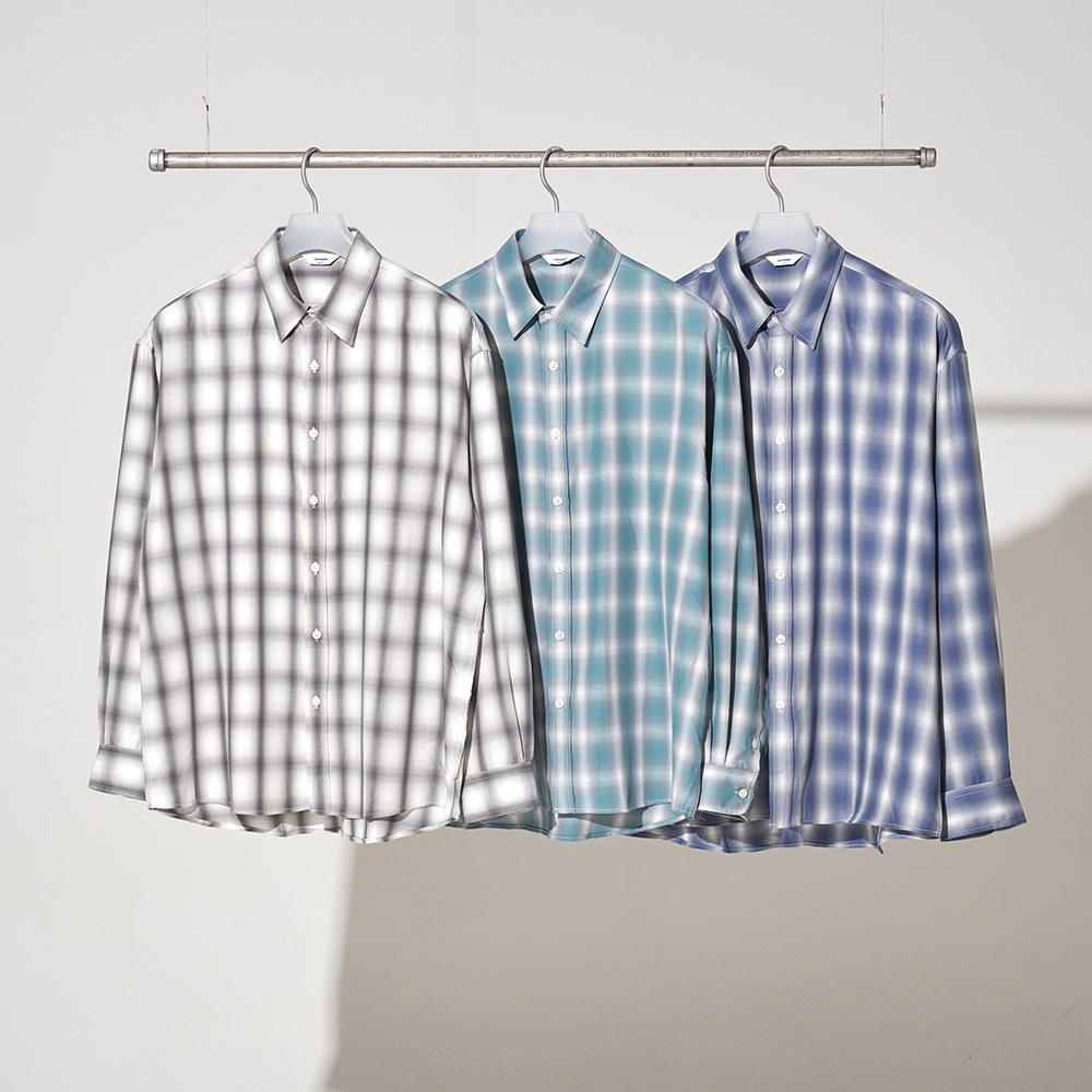 TAAKK OMBRE CHECK SHIRTS キュプラ-