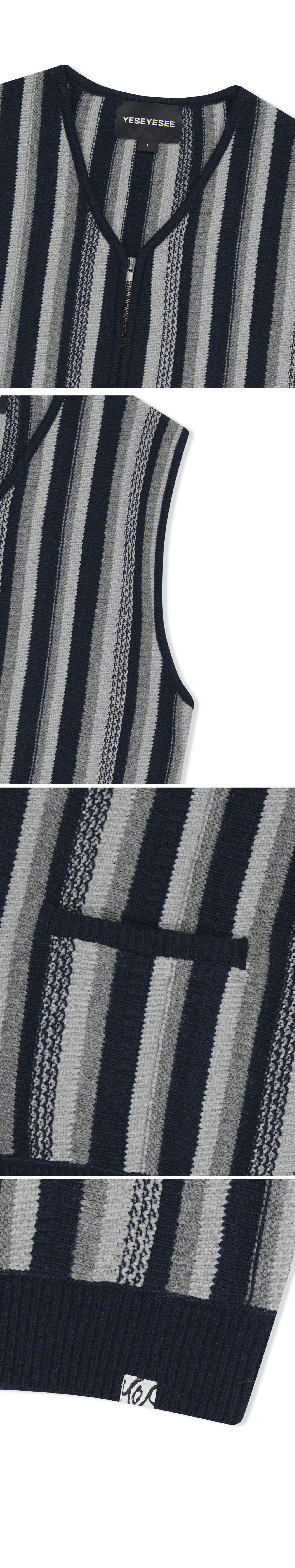 Stripe Knit Zip-Up Vest Navy - 감도 깊은 취향 셀렉트샵 29CM