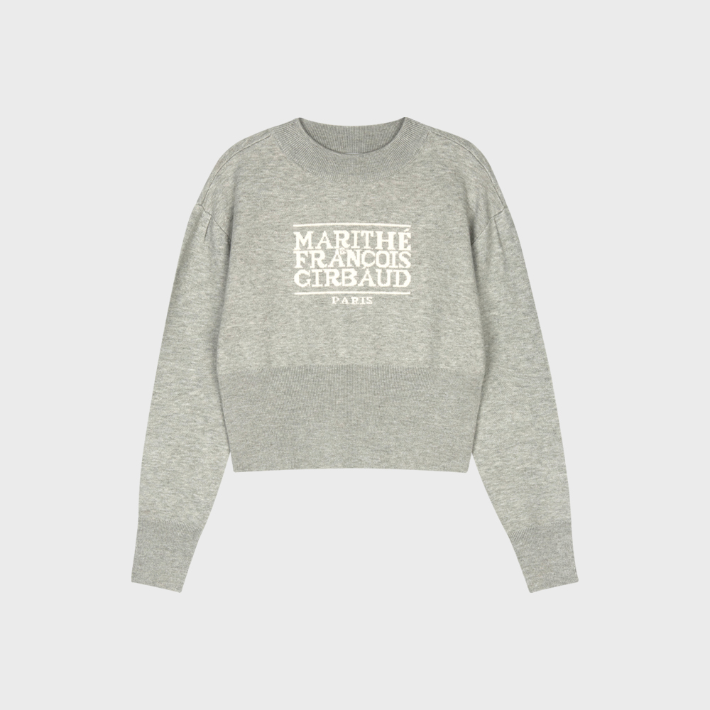 W CLASSIC LOGO CROP KNIT melange gray - 감도 깊은 취향 셀렉트샵 29CM