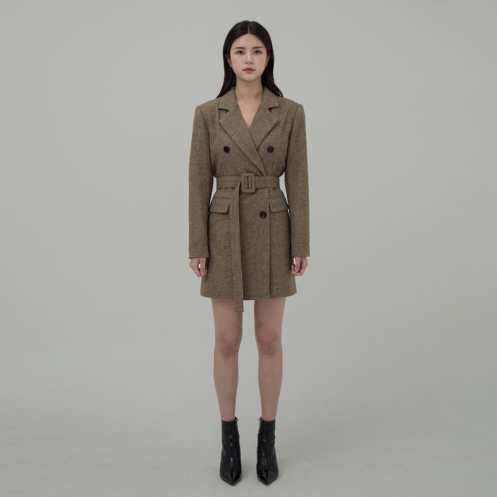HOUNDTOOTH WOOL JACKET DRESS KHAKIBEIGE 감도 깊은 취향 셀렉트샵 29CM