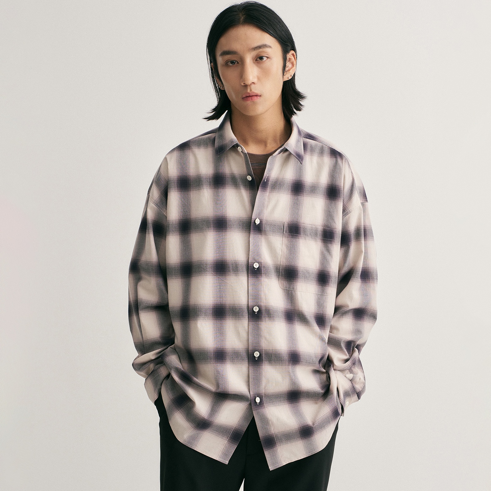 예약배송_23AW Reverb Relaxed - Shirt (White - Ombre) - 감도 깊은