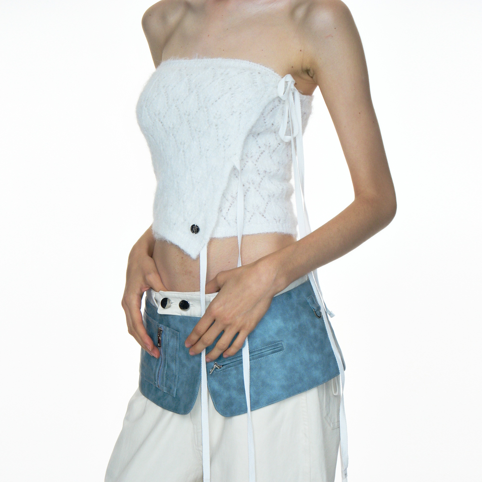 2WAY LAYERED KNIT SKIRT AND TOP_WHITE - 감도 깊은 취향 셀렉트샵 29CM