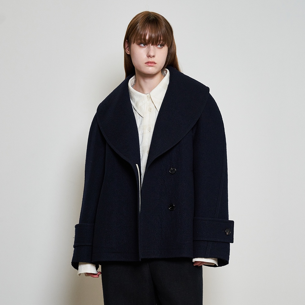 Oversized Shawl Collar Half Coat_NAVY - 감도 깊은 취향 셀렉트샵 29CM