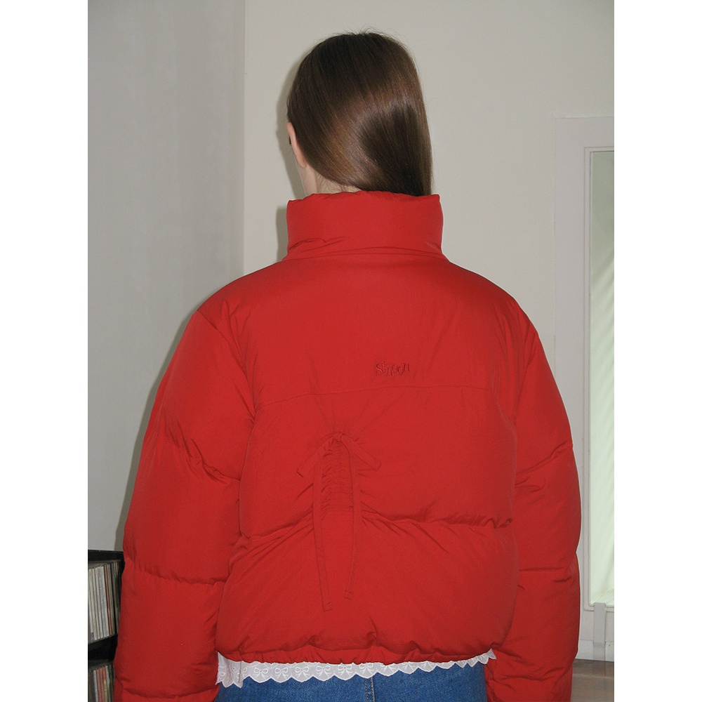 RIBBON DETAIL PUFFER JACKET (RED) - 감도 깊은 취향 셀렉트샵 29CM