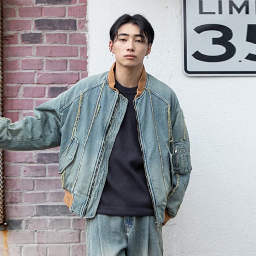 Cut Off Vintage Denim Ma-1 [Bleached Blue] - 감도 깊은 취향 셀렉트