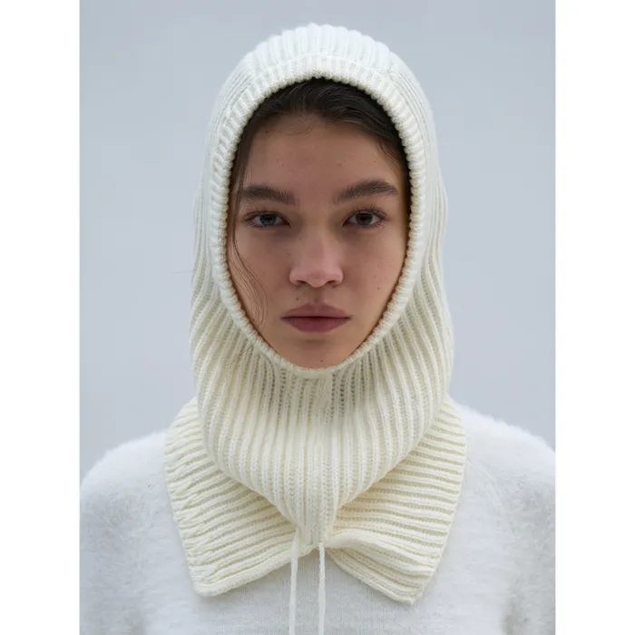 ☆関税込☆PARTIMENTO★STITCH POINTED NECK WARMER HOODIE★ STITCH POINTED NECK WARMER HOODIE_WHITE - 감도 깊은 취향