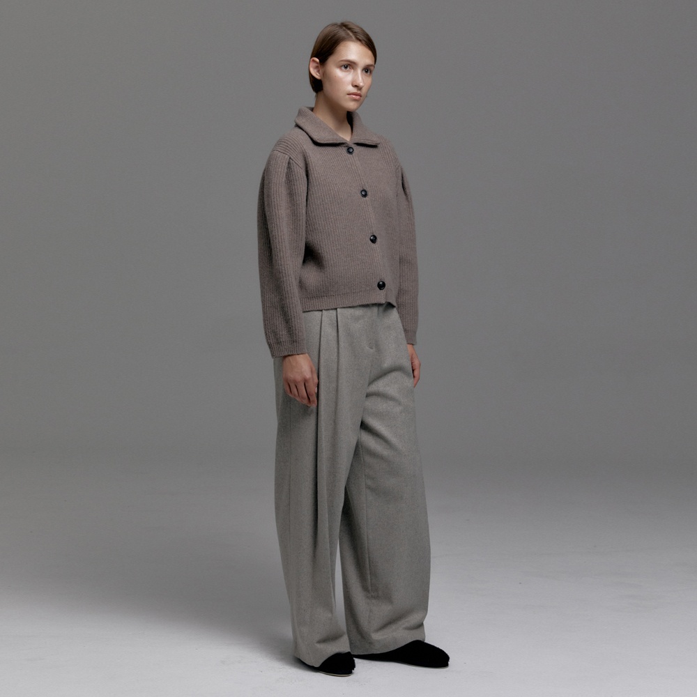WOOL BLEND SIDE BUTTON STRAP TWO TUCK WIDE PANTS - 감도 깊은 취향