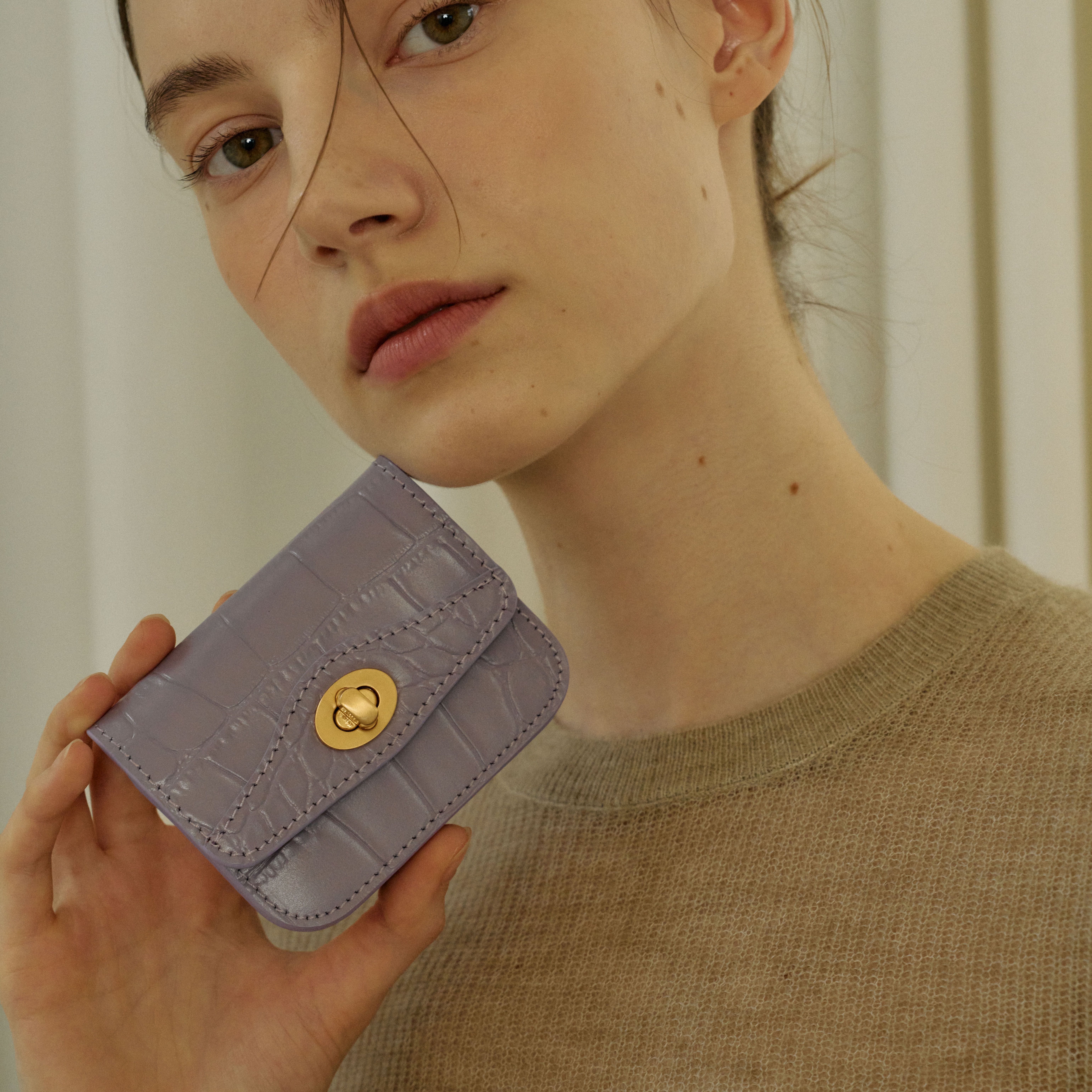 長財布 you a use Wonder wallet Croc lavender Gold/Silver Wonder wallet - Croc lavender Gold/Silver - 감도 깊은 취향