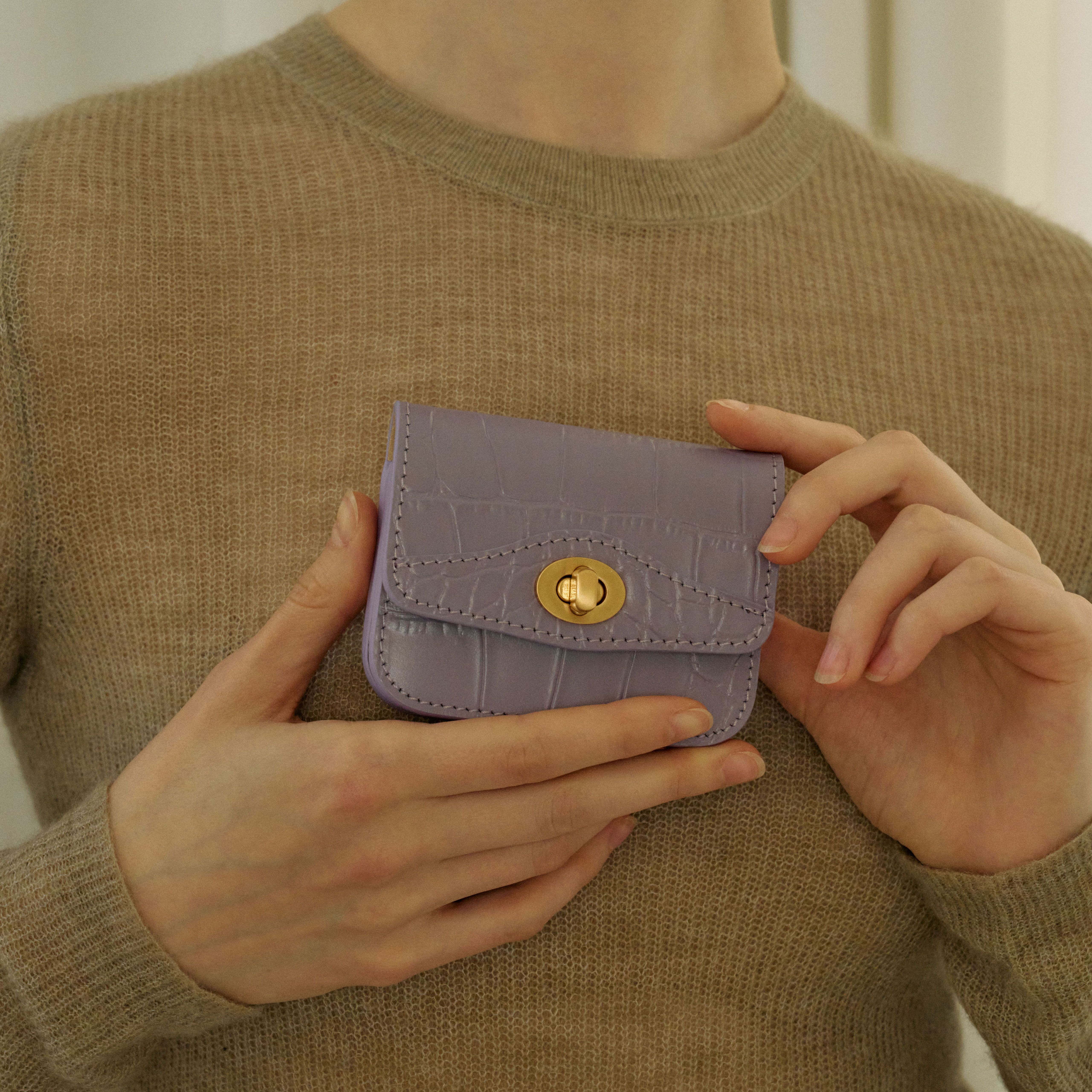 長財布 you a use Wonder wallet Croc lavender Gold/Silver Wonder wallet - Croc lavender Gold/Silver - 감도 깊은 취향
