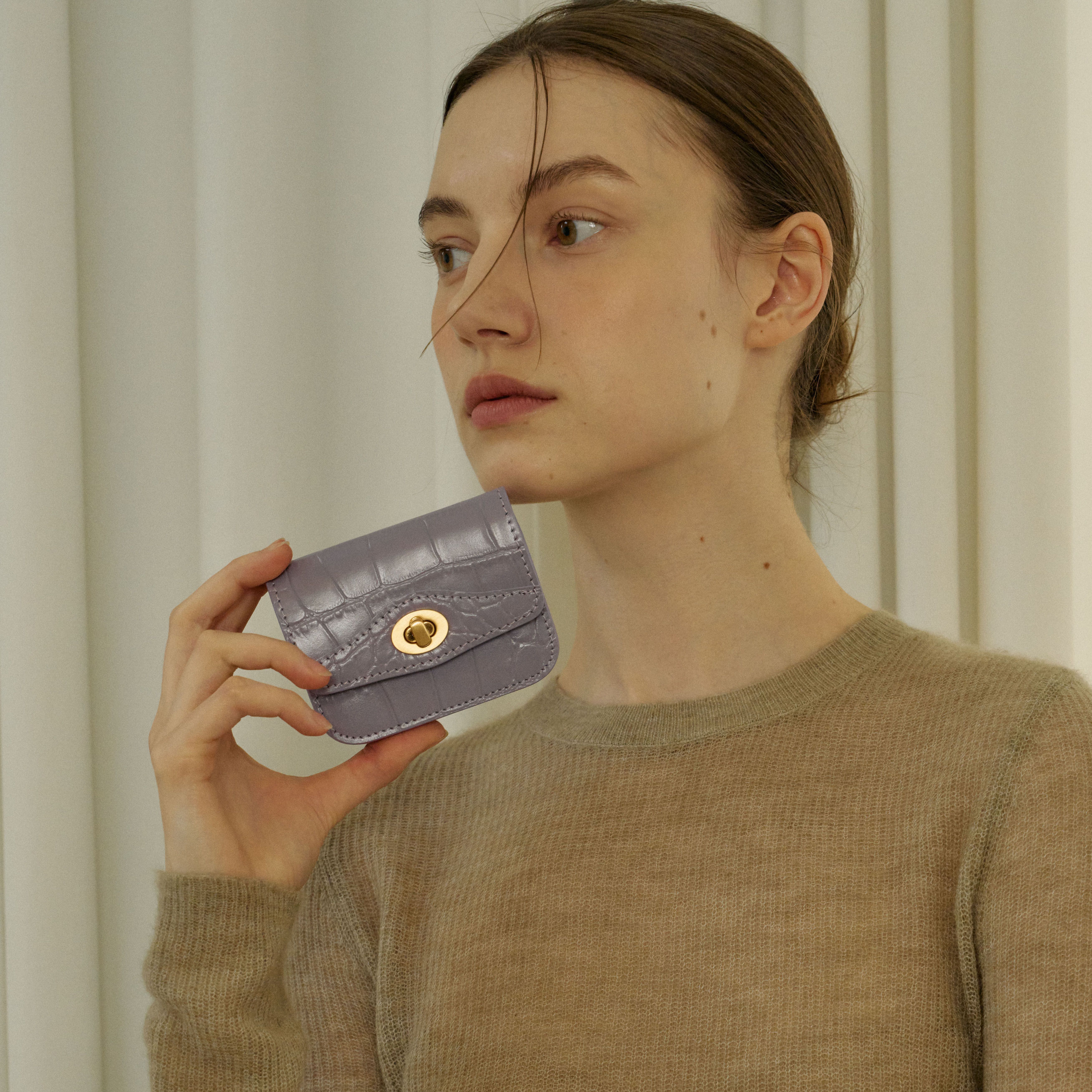 長財布 you a use Wonder wallet Croc lavender Gold/Silver Wonder wallet - Croc lavender Gold/Silver - 감도 깊은 취향