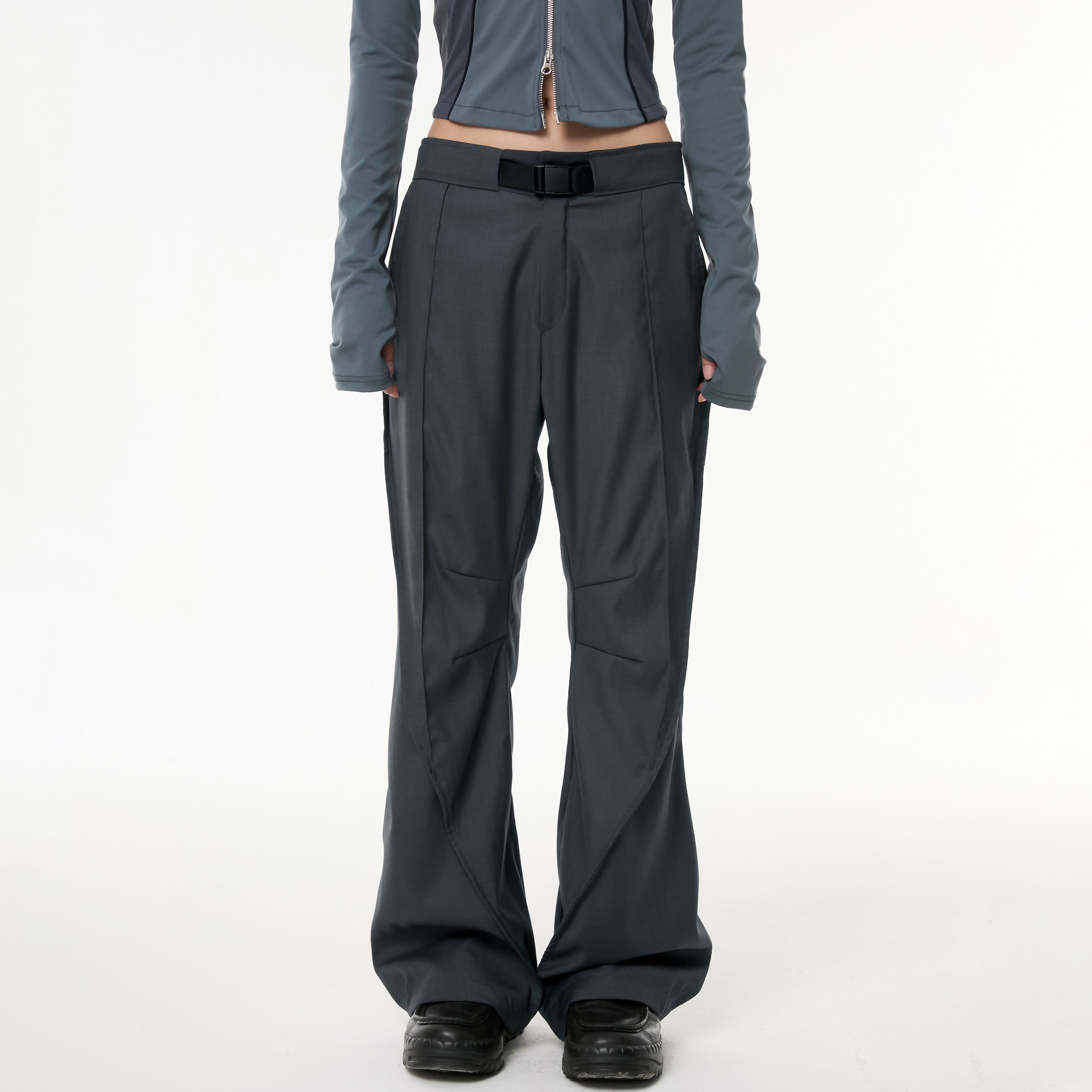 Diagonal Flare Pants (FL-232_Charcoal) - 감도 깊은 취향