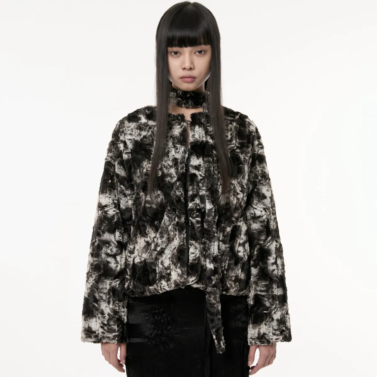 Scarf Fur Jacket (FL-041_Black) - 감도 깊은 취향 셀렉트샵 29CM