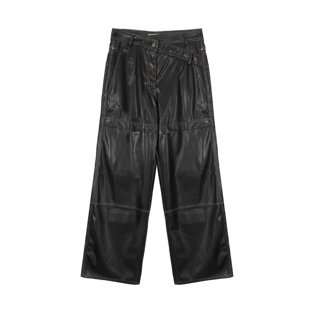 waist-unbalanced-leather-pants-in-black-29cm