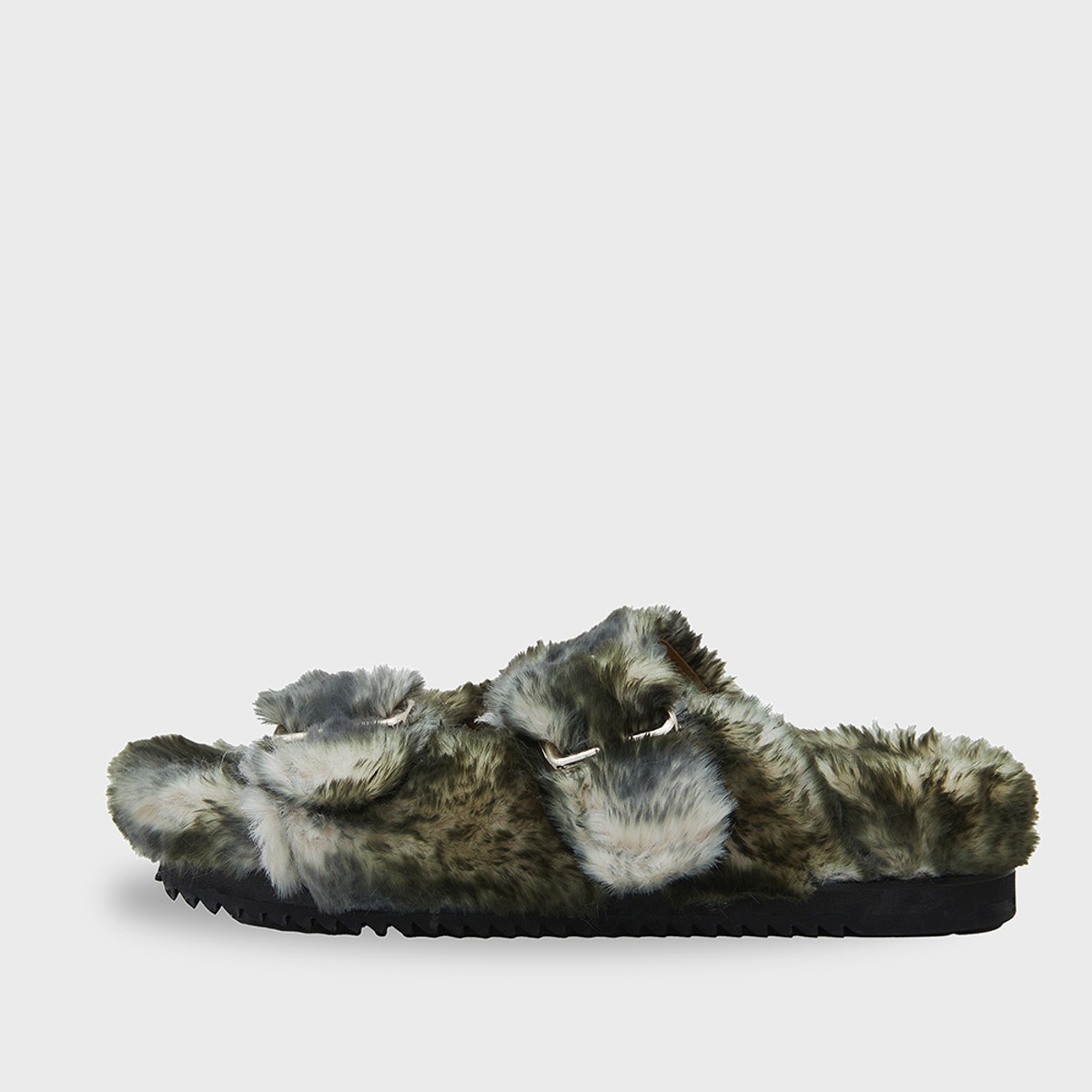 Double buckle fur Slippers KHAKI - 감도 깊은 취향 셀렉트샵 29CM