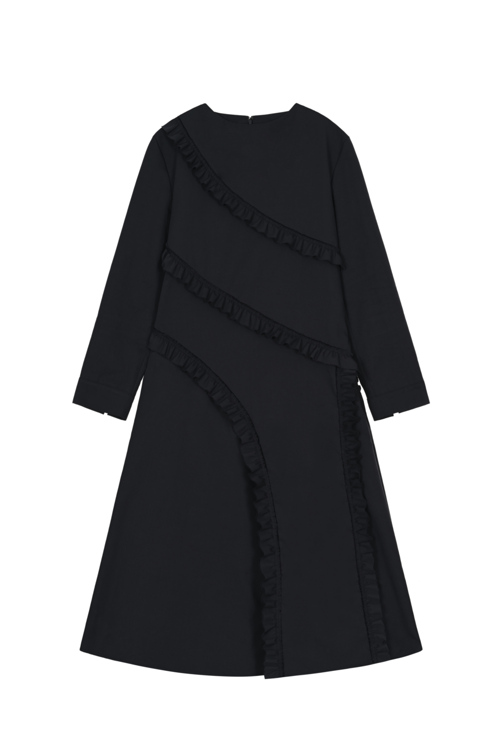 RUFFLE LONG SLEEVE DRESS (NAVY) 감도 깊은 취향 셀렉트샵 29CM