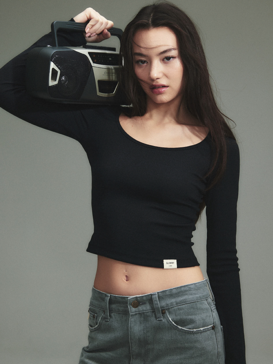 G CLASSIC RIB SCOOP LONG SLEEVE (CHARCOAL) - 감도 깊은 취향