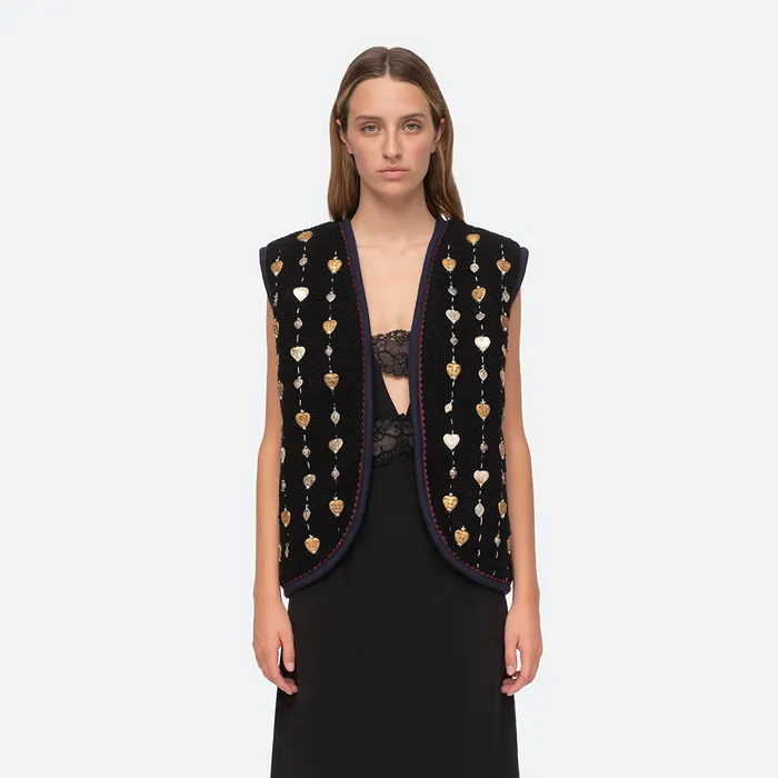W) BETINA BEADED VEST (BLACK) - 감도 깊은 취향 셀렉트샵 29CM