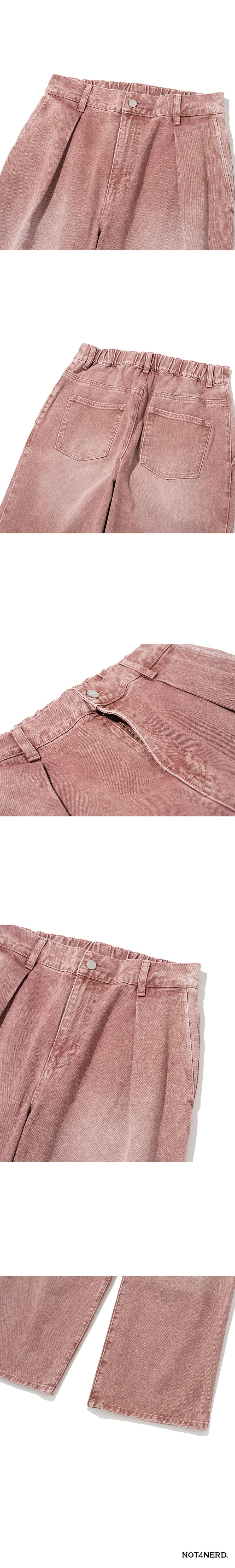 ☆NOT4NERD☆ Banding One Tuck Wide Denim Pants Pink PT048PK MUSINSA | NOT4NERD Banding One Tuck Wide Denim Pants - Black