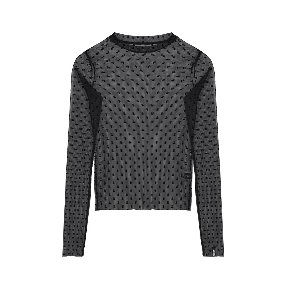 NICOLE LABEL SEE-THROUGH DOTS TOPS_BLACK - 감도 깊은 취향 셀렉트샵 29CM