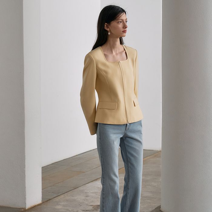 Square Scoop Neck Jacket[LMBCSPJK103]-Yellow - 감도 깊은 취향 