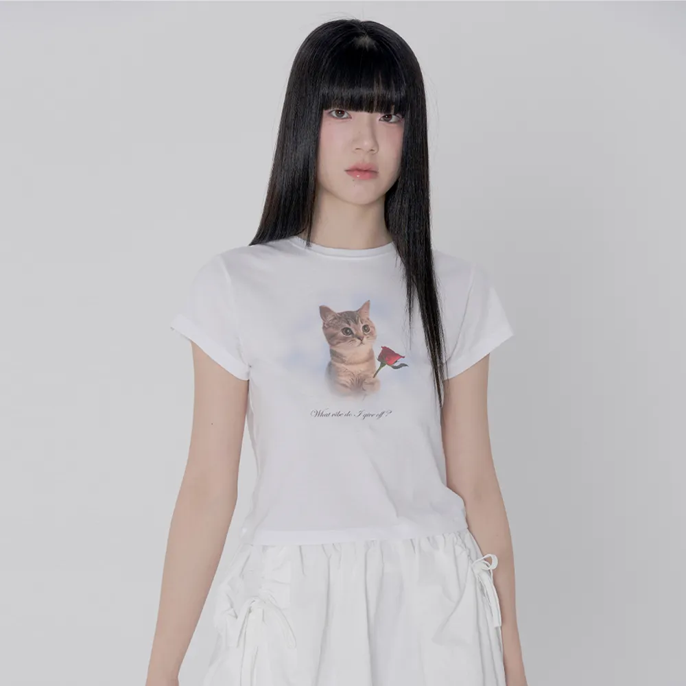 Tシャツ・カットソー ITZAVIBE ANGEL CAT VER.4 T SHIRT WHITE ANGEL CAT VER.4 T SHIRT - WHITE - ITZAVIBE | 60% - Asian