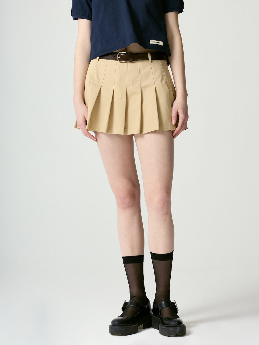★GLOWNY★GIRLFRIEND PLEATED MINI SKIRT (NAVY)★正規品/人気 GIRLFRIEND PLEATED MINI SKIRT (NAVY) - GLOWNY