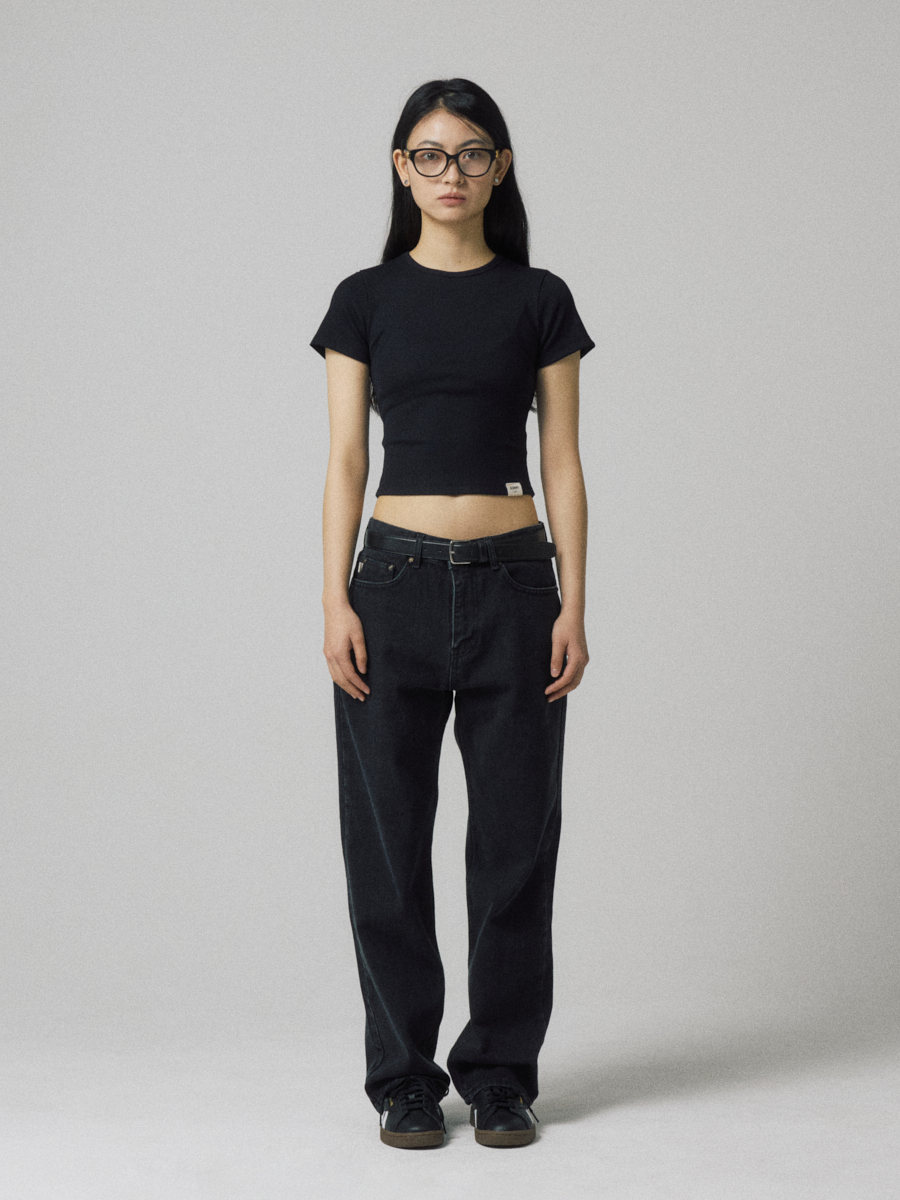 G CLASSIC RIB CREW NECK TEE (BLACK) - 감도 깊은 취향 셀렉트