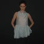 TIENECK FRILL BLOUSE_SKY