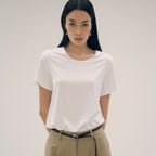 SITP5154 실켓 루즈핏 U넥 반팔티_Ivory