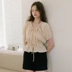 [29CM 단독] Flare Shirring Blouse - Beige