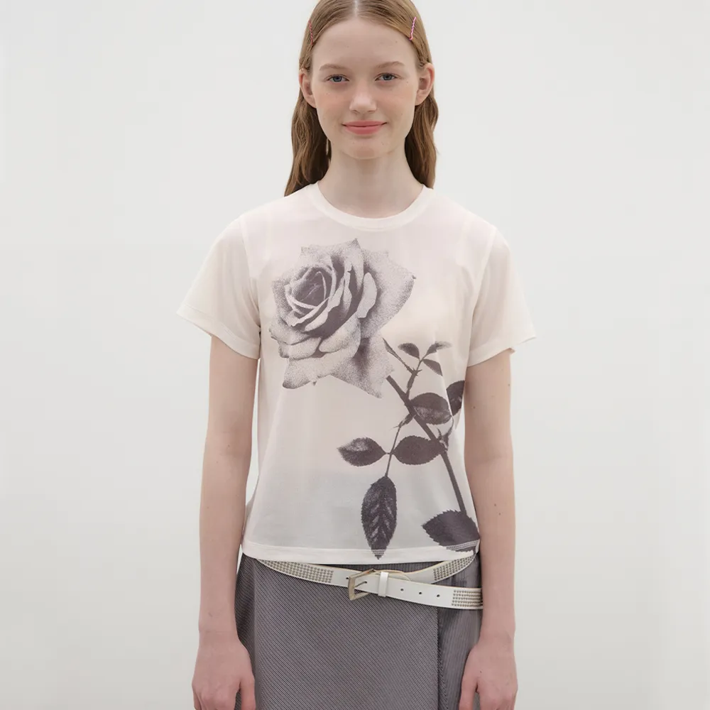 Rose Printed T-shirt - Ivory