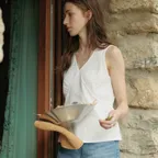 [9차] V-neck Sleeveless blouse(White)