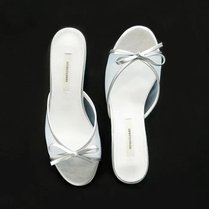 ★2024SS新作★WITHOUTSUMMER★Ribbon mesh mule Ribbon mesh mule_silver - 감도 깊은 취향 셀렉트샵 29CM