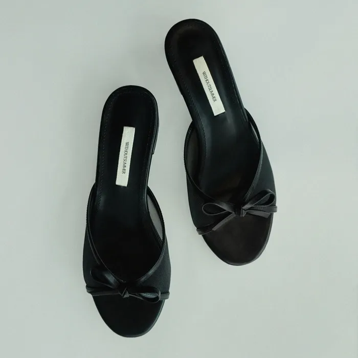 ★2024SS新作★WITHOUTSUMMER★Ribbon mesh mule Ribbon mesh mule_silver - 감도 깊은 취향 셀렉트샵 29CM