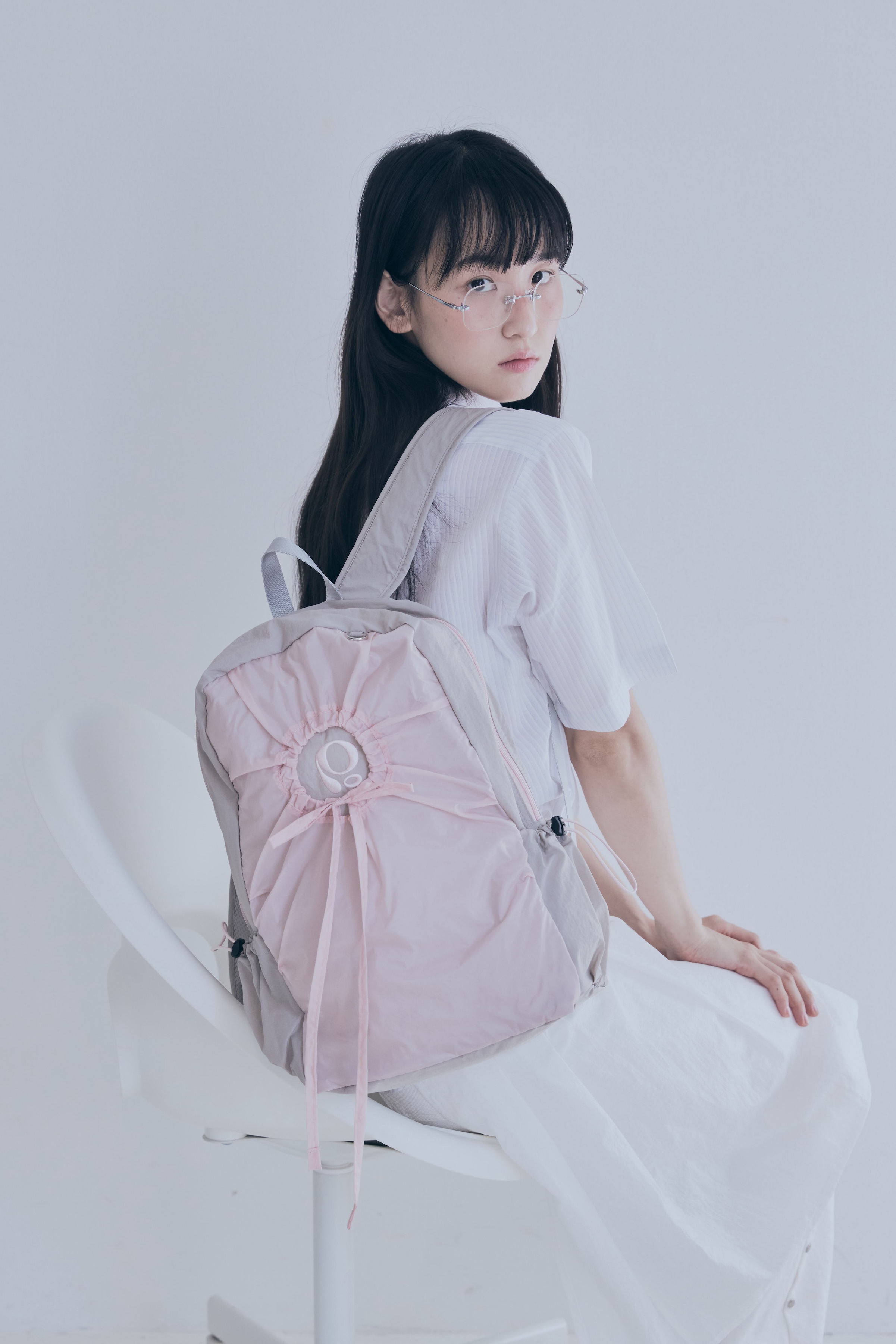 [POIE] hole string PO backpack (pink gray) ★韓國 hole string po backpack (pink grey) - poie | 60% - Asian