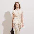 BOAT NECK CAP-SLEEVE BLOUSE - CREAM