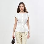 [29CM 단독] BOAT NECK CAP-SLEEVE BLOUSE - IVORY