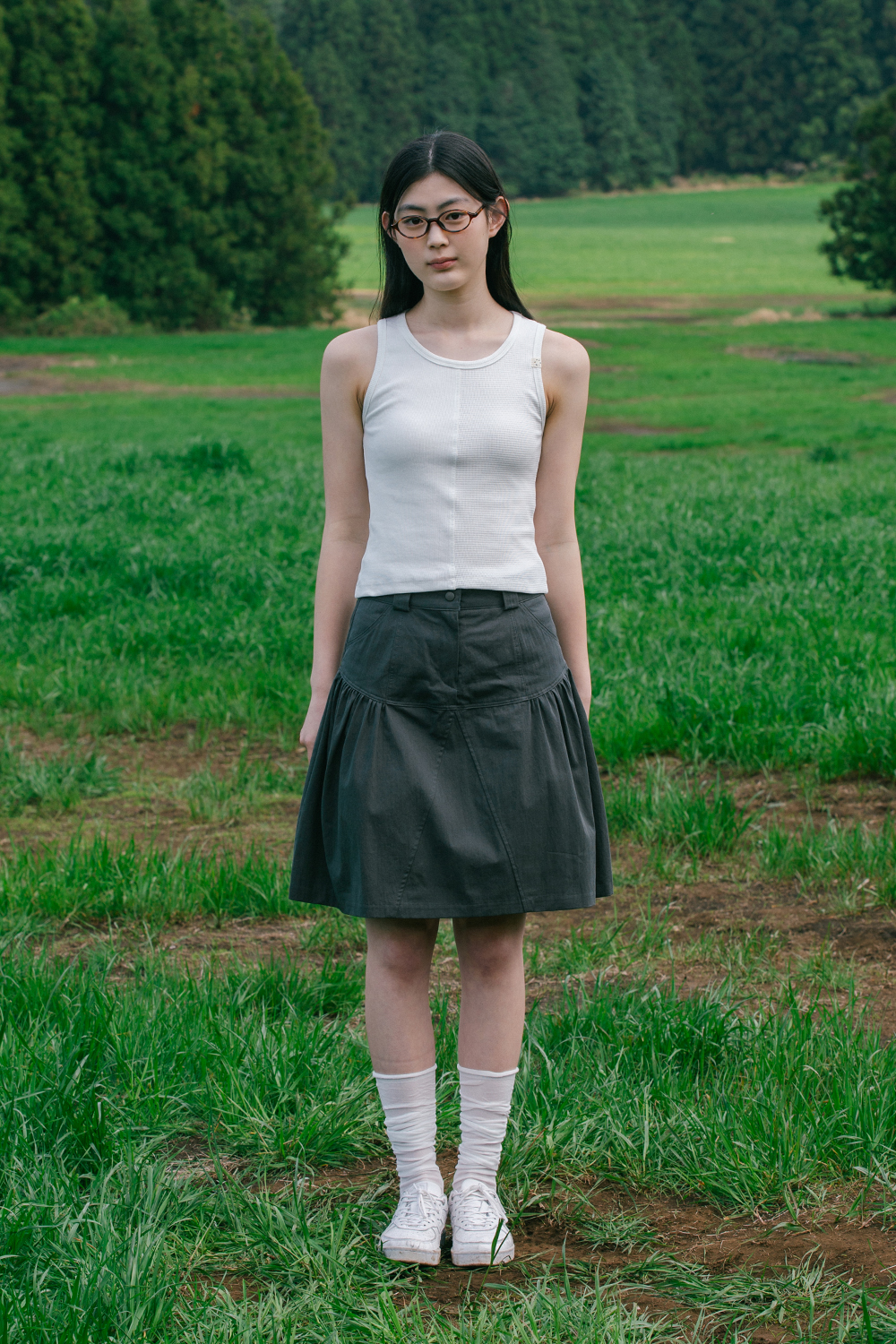 LOW SHIRRING MIDI SKIRT, KHAKI - 감도 깊은 취향 셀렉트샵 29CM
