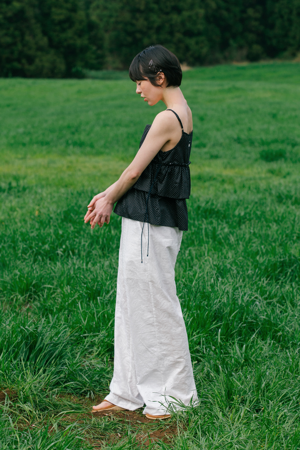 oheshio PAISLEY LACE PANTS, WHITE